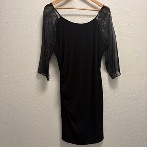 Marc New York by Andrew Marc dress women’s size 14 black sheer half sleeve lined